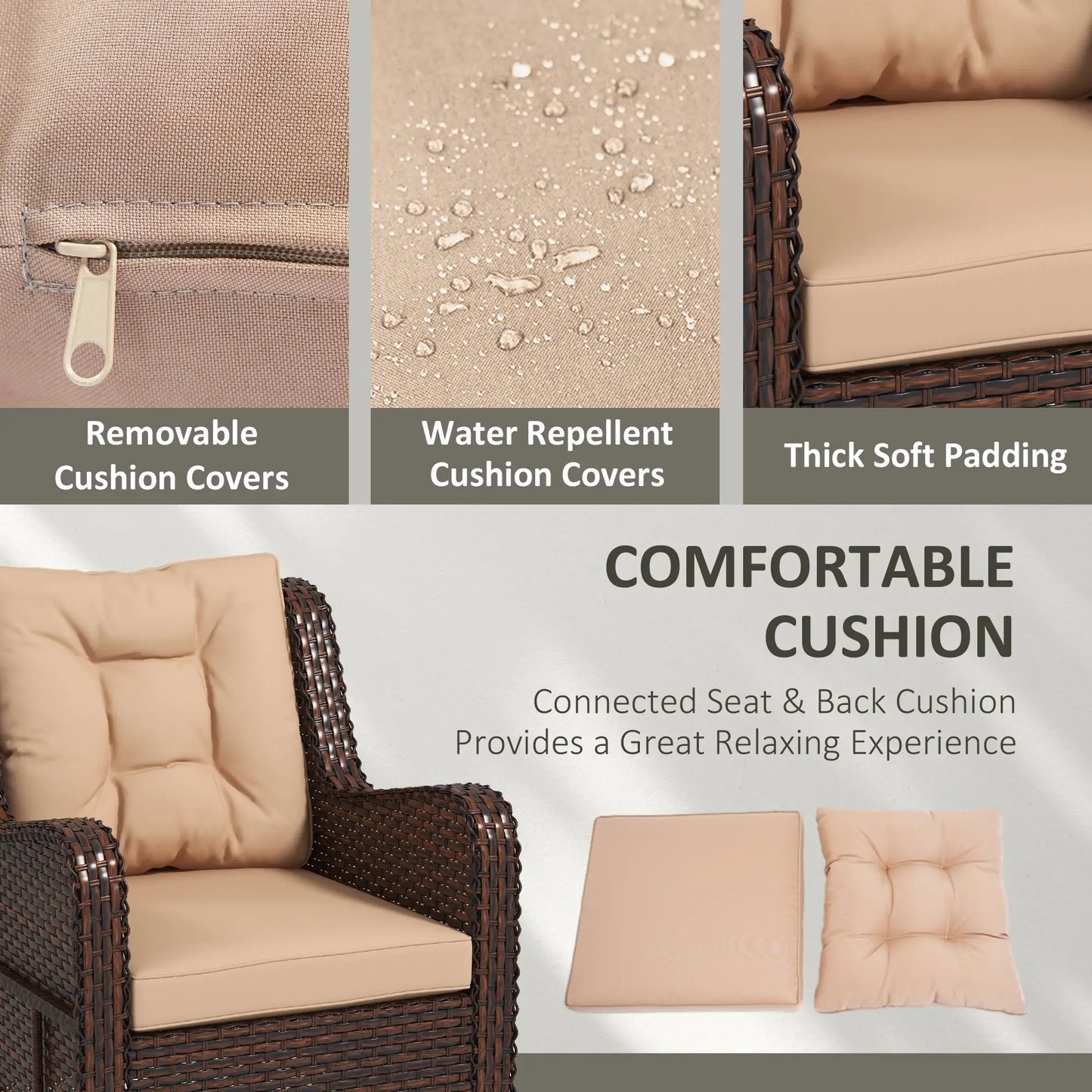 Rattan 360° Swivel Patio Chair with Cushion, Brown Patio Chairs at Gallery Canada