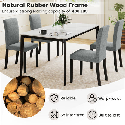 Dining Chair Set of 2 Mid-Century Modern Chairs with Rubber Wood Legs, Gray Dining Chairs at Gallery Canada