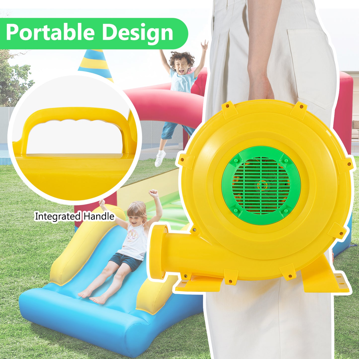 780W Bounce House Blower 1 HP Portable Air Pump Fan with Handle and Ground Stakes Air Blowers at Gallery Canada