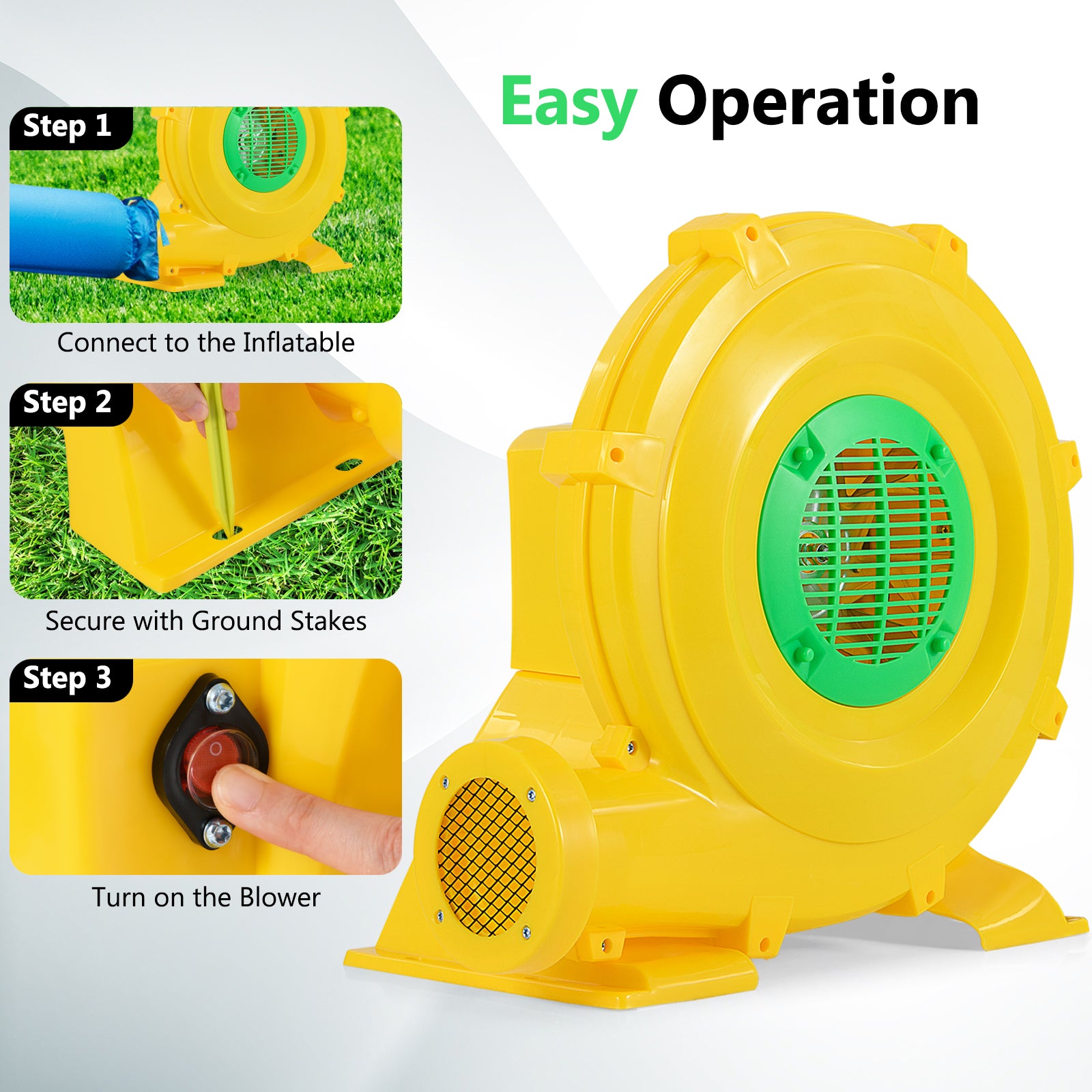 780W Bounce House Blower 1 HP Portable Air Pump Fan with Handle and Ground Stakes Air Blowers at Gallery Canada