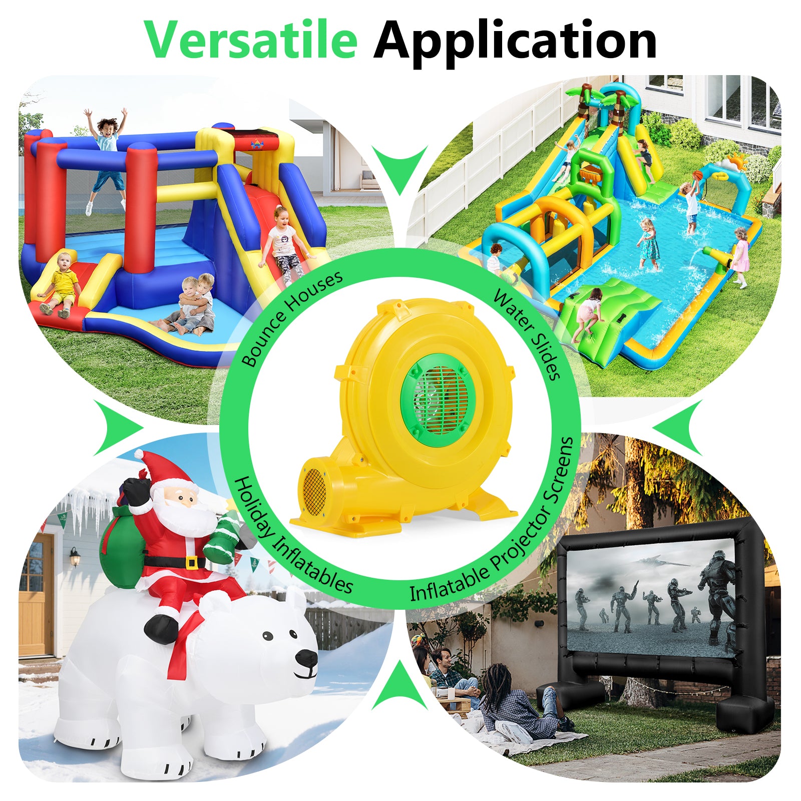 780W Bounce House Blower 1 HP Portable Air Pump Fan with Handle and Ground Stakes Air Blowers at Gallery Canada