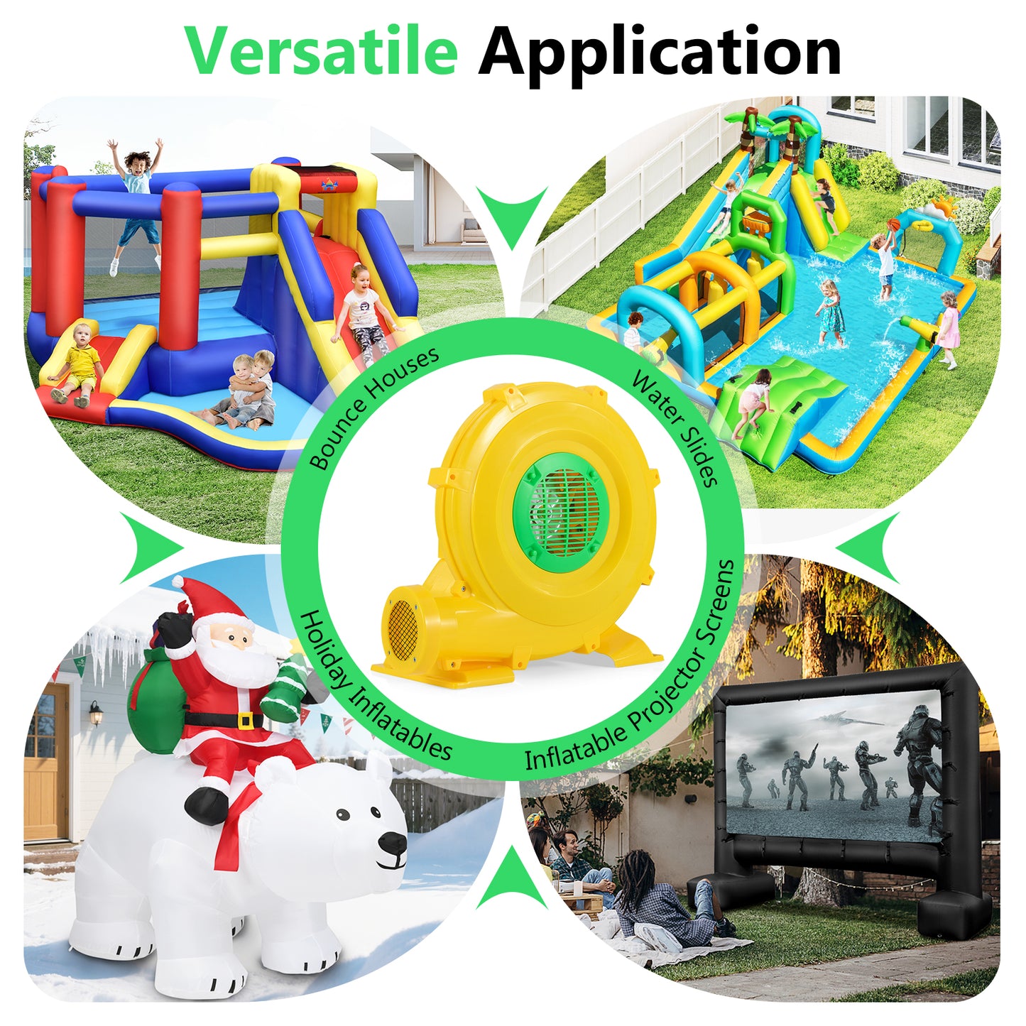 780W Bounce House Blower 1 HP Portable Air Pump Fan with Handle and Ground Stakes Air Blowers at Gallery Canada