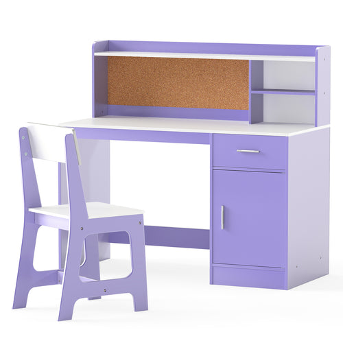 Kids Study Desk and Chair Set Student Table and Chair, Purple