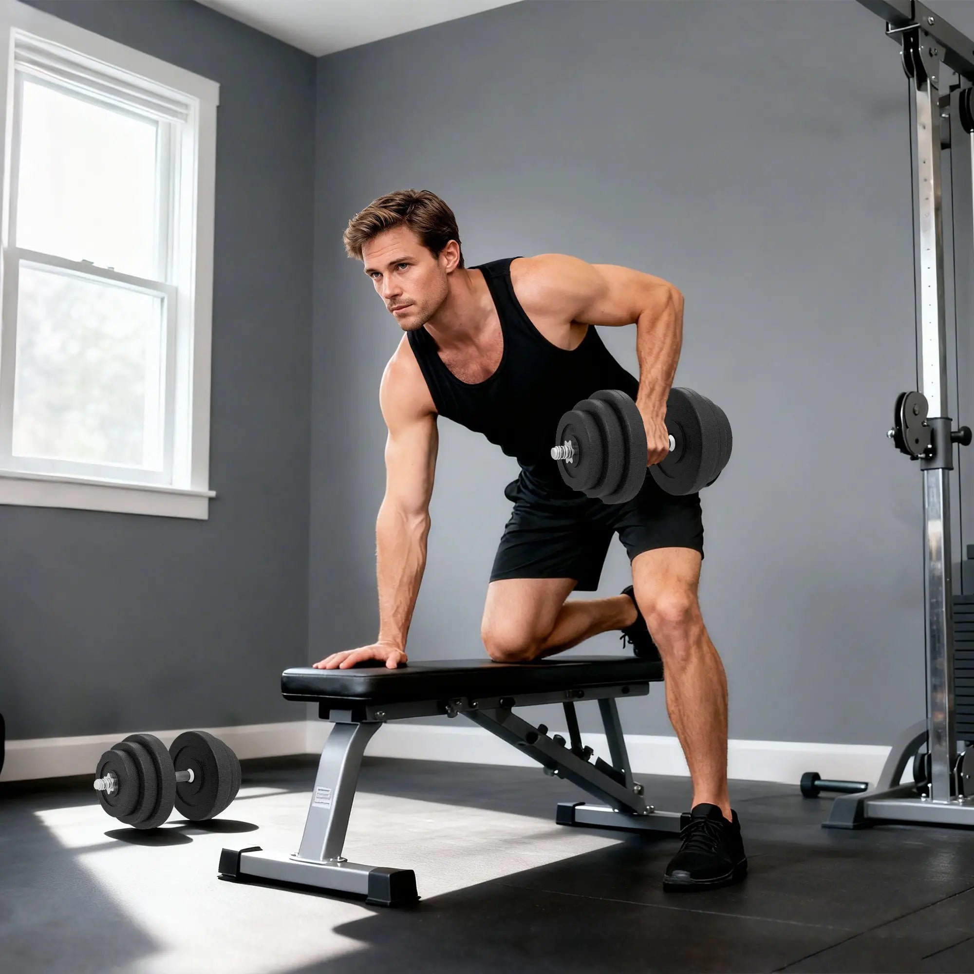 Adjustable 2 x 44lbs Dumbbell Set, Fitness Training, Black Dumbbells & Barbells at Gallery Canada