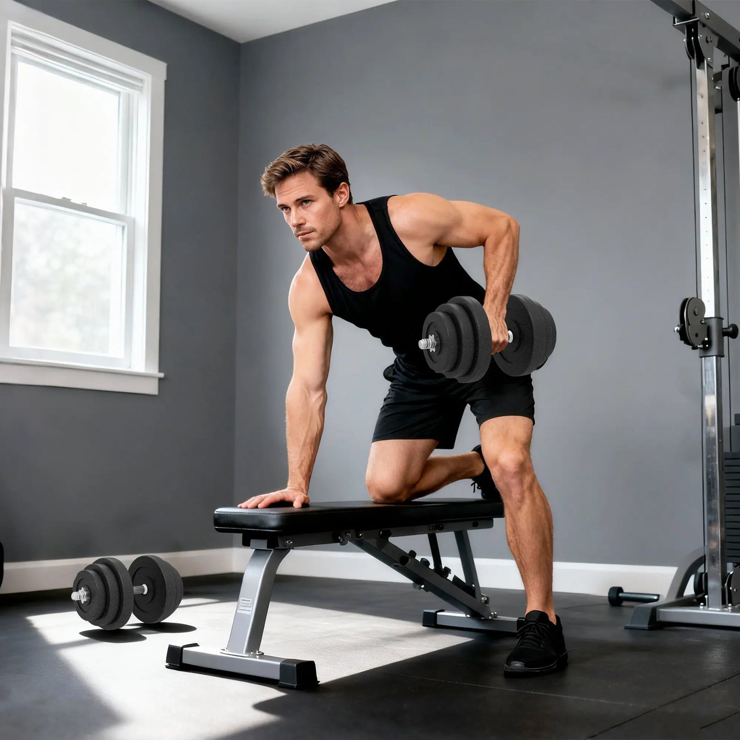 Adjustable 2 x 44lbs Dumbbell Set, Fitness Training, Black Dumbbells & Barbells at Gallery Canada