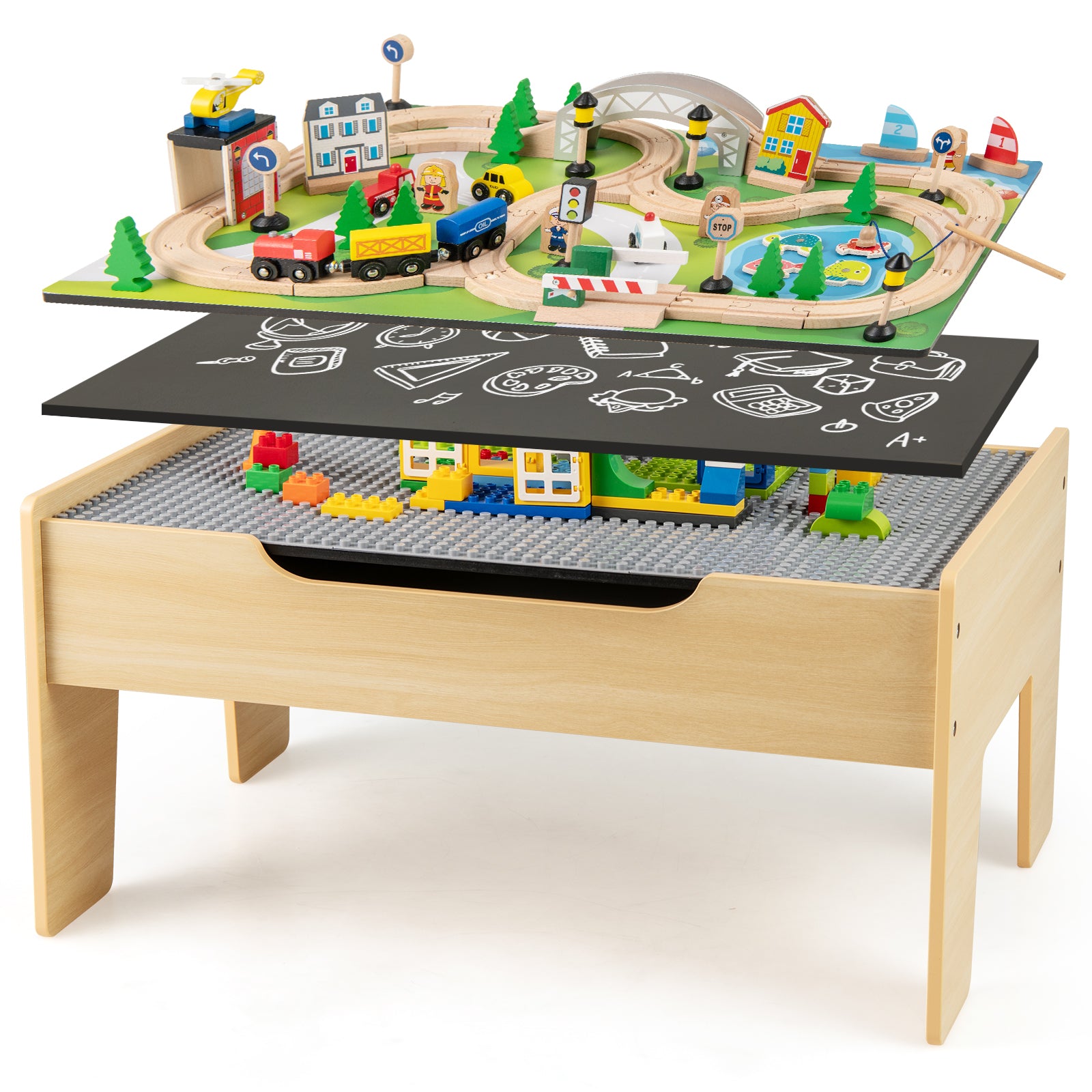 78 Pieces Activity Railway Playset, For Kids Aged 3+, Natural Learning Toys at Gallery Canada
