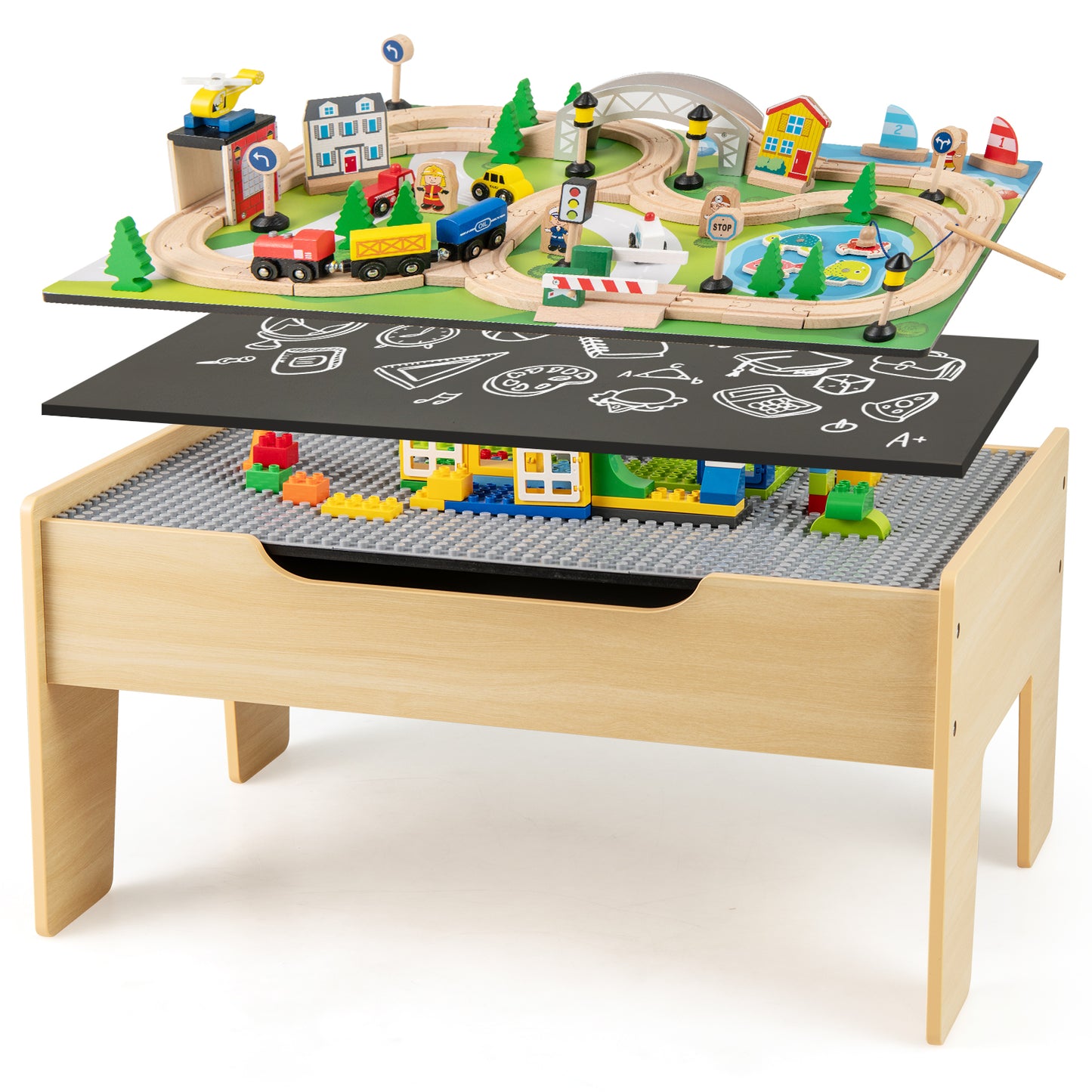 78 Pieces Activity Railway Playset, For Kids Aged 3+, Natural Learning Toys at Gallery Canada