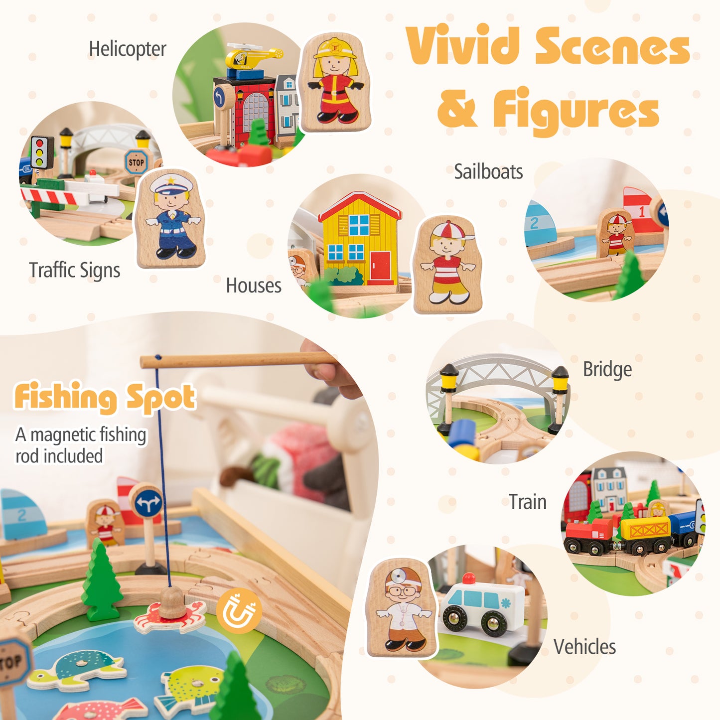 78 Pieces Activity Railway Playset, For Kids Aged 3+, Natural Learning Toys at Gallery Canada