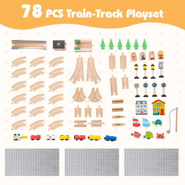 78 Pieces Activity Railway Playset, For Kids Aged 3+, Natural Learning Toys at Gallery Canada