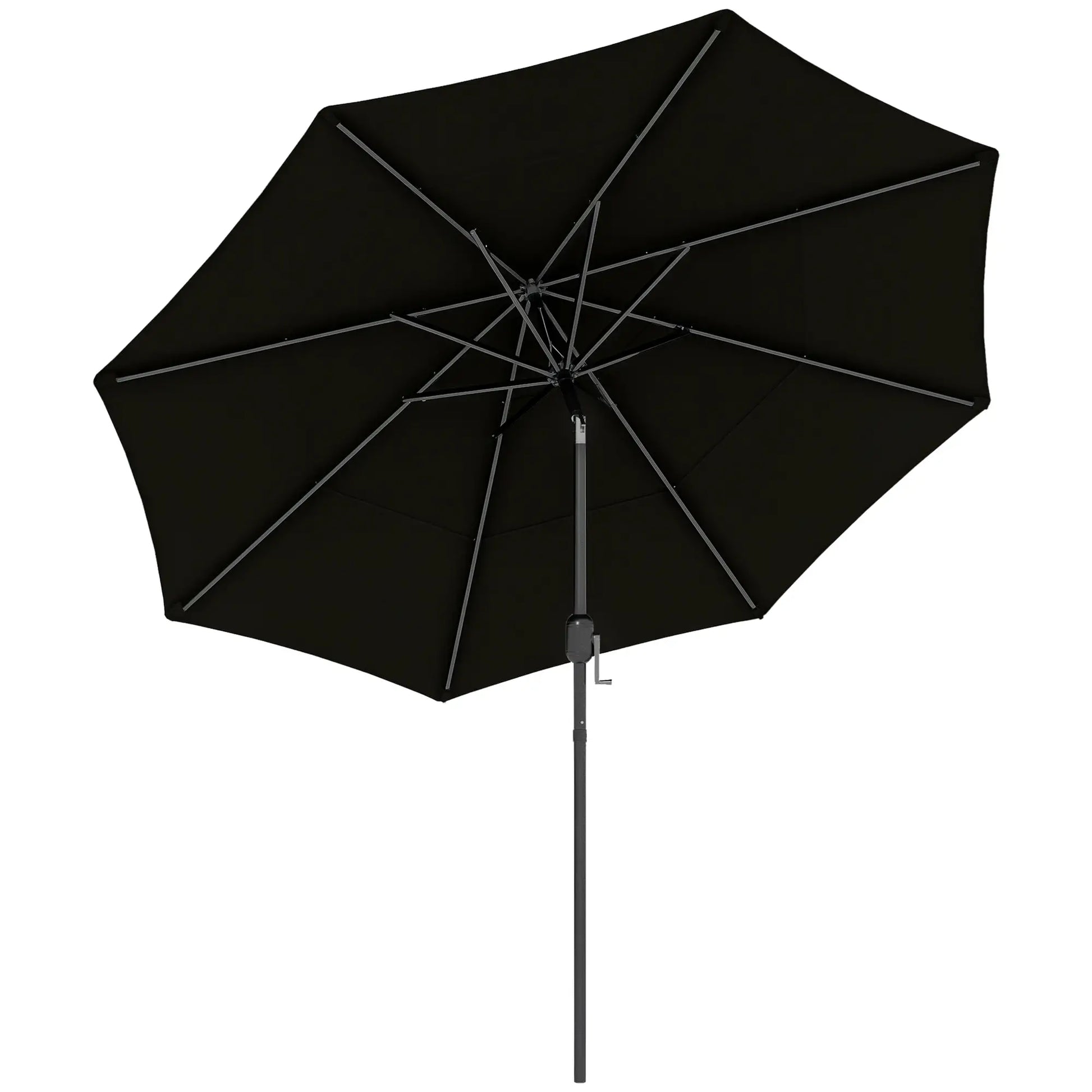 9FT 3-Tier Patio Umbrella, Crank Push Button Tilt, Black Sun Umbrellas at Gallery Canada