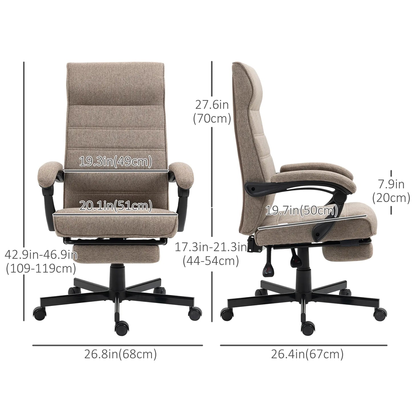 High Back Office Chair, Swivel Recliner, Adjustable Height, Footrest, Padded Armrest, Brown Task Chairs at Gallery Canada