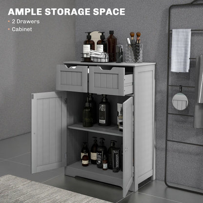 Bathroom Storage Cabinet, 2 Drawers, Adjustable Shelf, Grey Bathroom Cabinets at Gallery Canada
