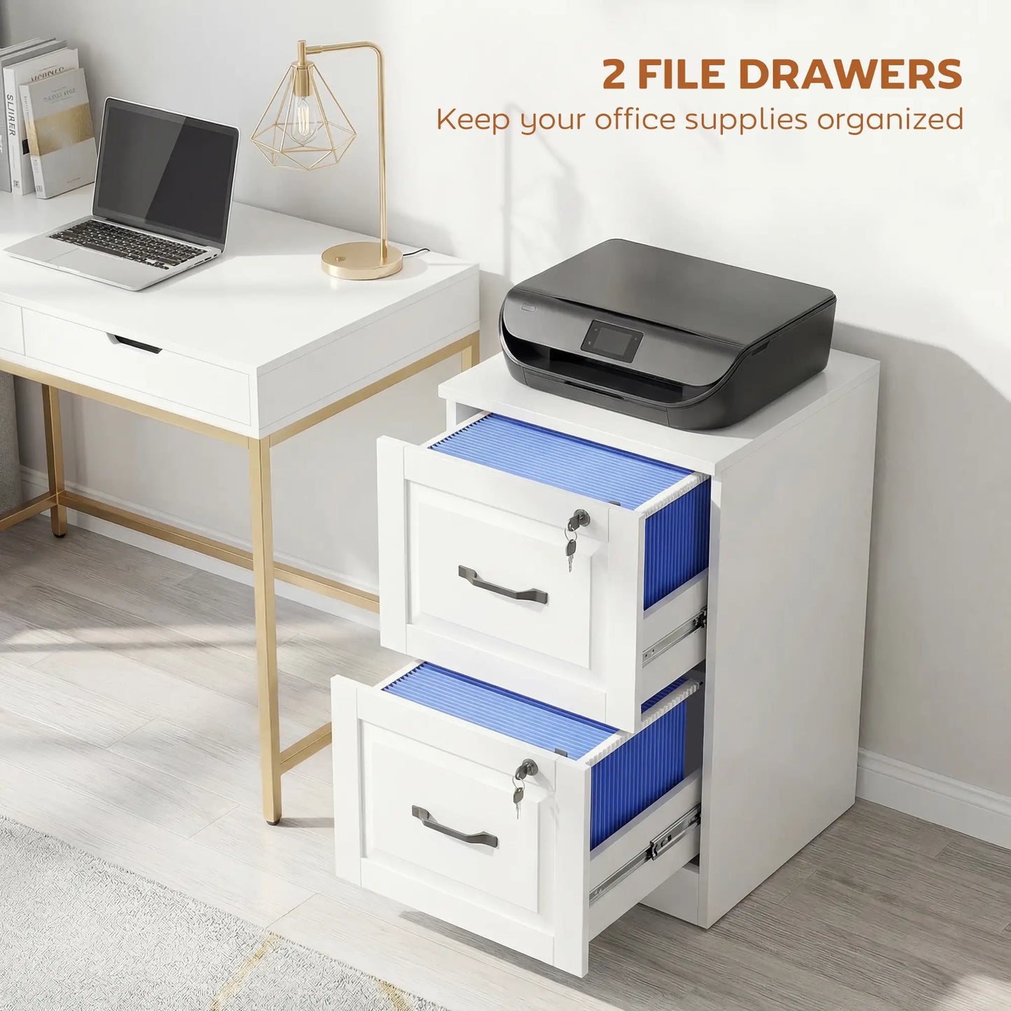 2 Drawer File Cabinet With Lock, Vertical Filing Cabinet, White Office Cabinets & Cupboards at Gallery Canada
