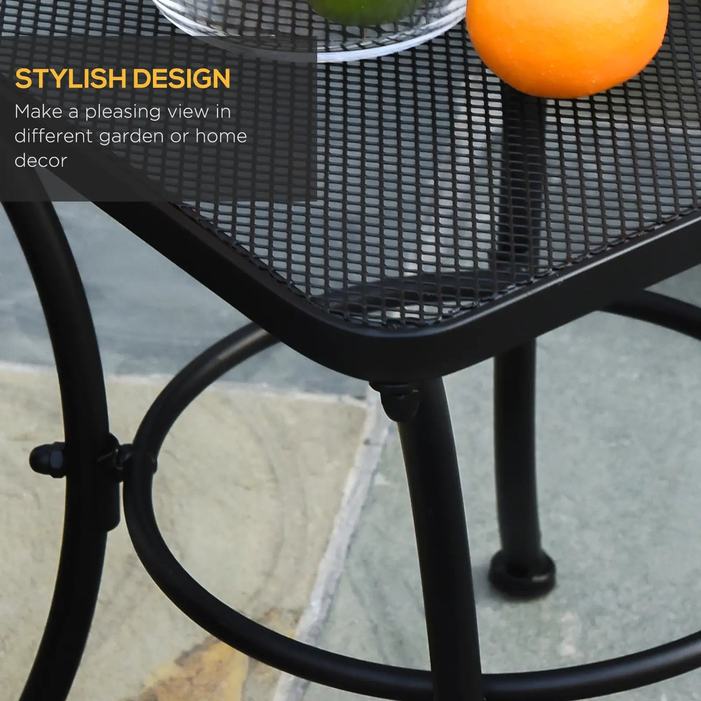 18"x18"x20" Square Metal Bistro Table, Outdoor Patio Coffee Desk, Black Outdoor Dining Sets at Gallery Canada