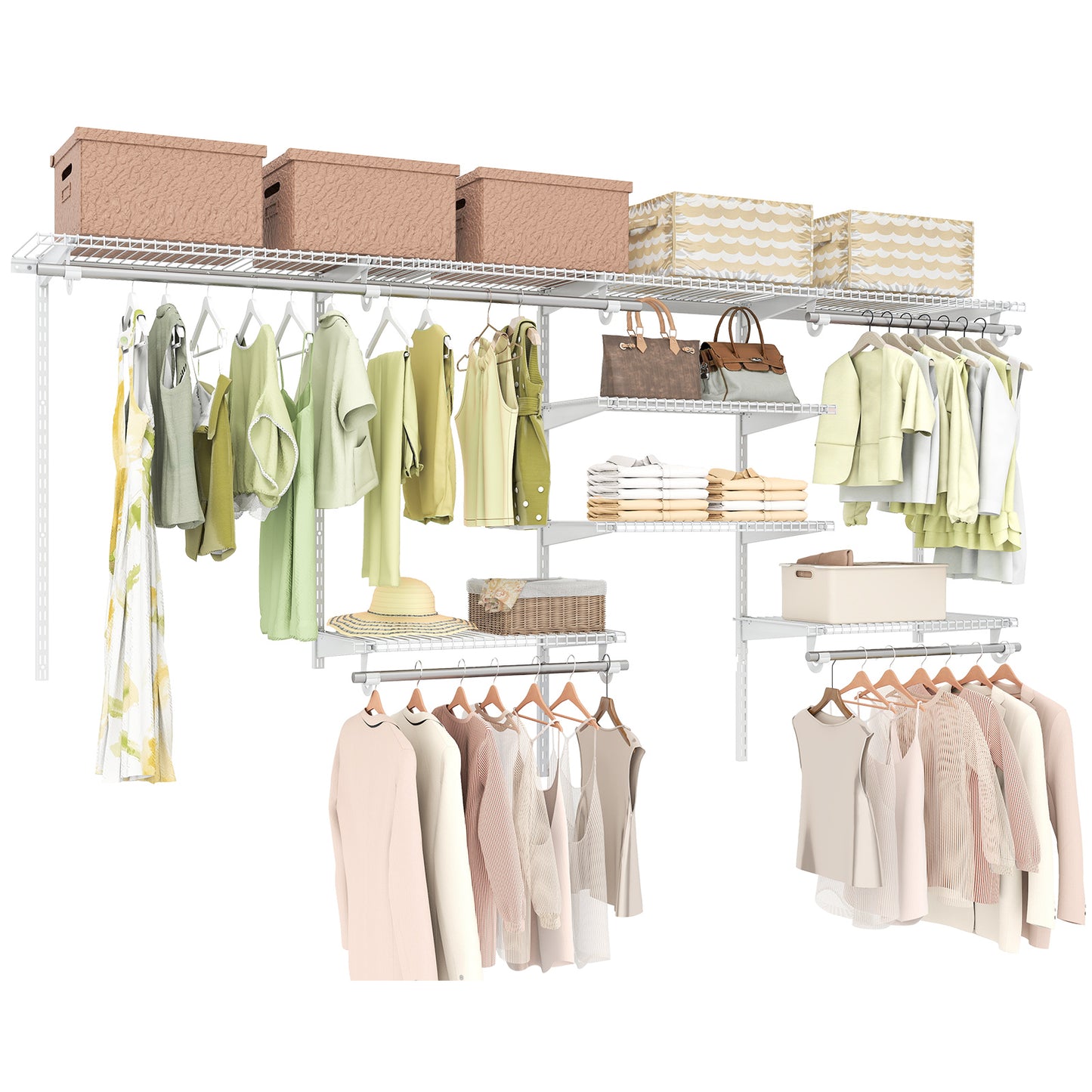 4-8 Feet Closet Organizers and Storage System with Hanging Rod for Laundry Bedroom, White Coat Racks & Hall Trees at Gallery Canada