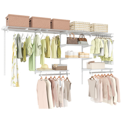 4-8 Feet Closet Organizers and Storage System with Hanging Rod for Laundry Bedroom, White Coat Racks & Hall Trees at Gallery Canada