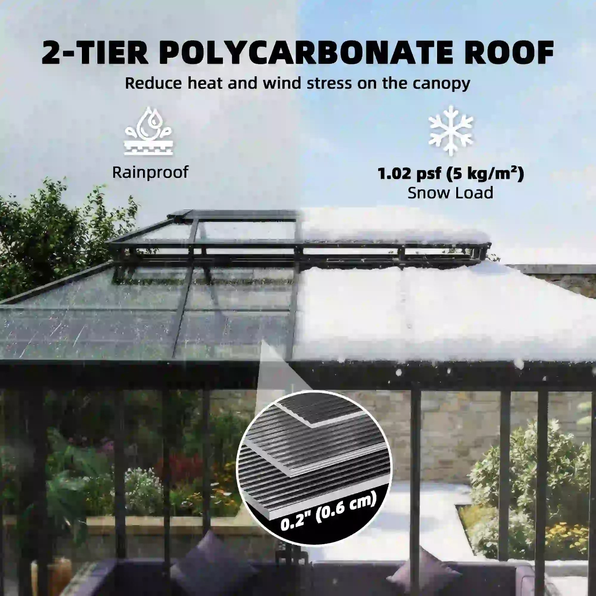 10' x 14' Aluminum Hardtop Gazebo, Sliding Doors, Double Roof, Dark Grey Gazebos at Gallery Canada