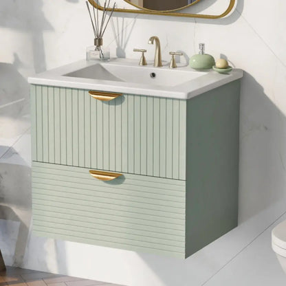 Wall-Mounted Bathroom Vanity, 2 Drawers, 24" L x 18" W x 23" H, Green Sink Cabinets at Gallery Canada