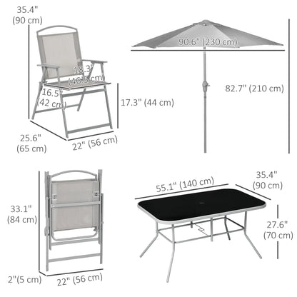 8 Piece Patio Set, 6 Folding Chairs, Rectangle Table, Outdoor Dining, Grey Outdoor Dining Sets at Gallery Canada