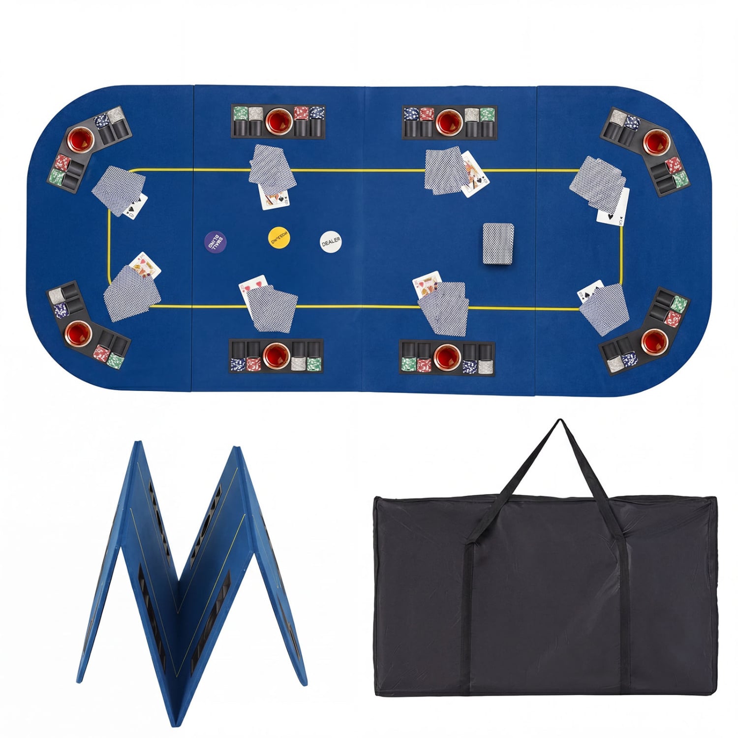 79x36 In 8-Player Foldable Poker Table Top, Blue Game Room Blue at Gallery Canada