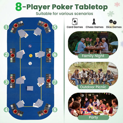 79x36 In 8-Player Foldable Poker Table Top, Blue Game Room at Gallery Canada