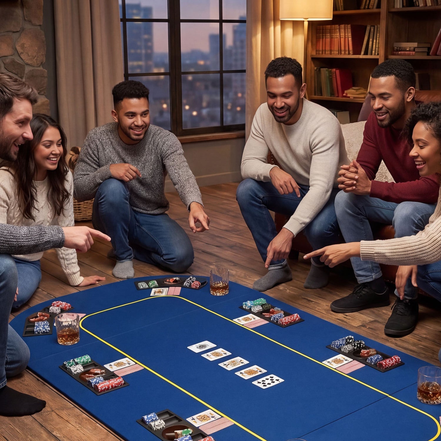 79x36 In 8-Player Foldable Poker Table Top, Blue Game Room at Gallery Canada