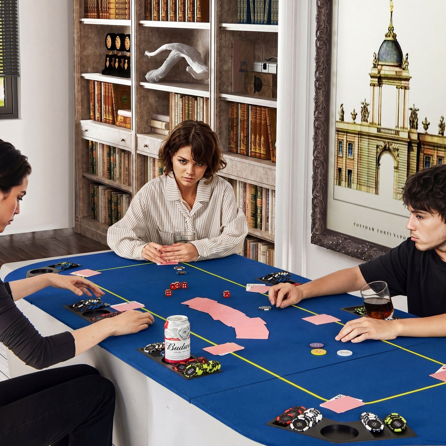 79x36 In 8-Player Foldable Poker Table Top, Blue Game Room at Gallery Canada