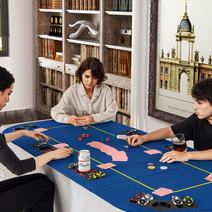 79x36 In 8-Player Foldable Poker Table Top, Blue Game Room at Gallery Canada