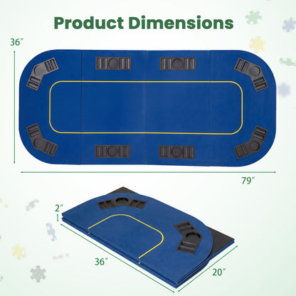79x36 In 8-Player Foldable Poker Table Top, Blue Game Room at Gallery Canada