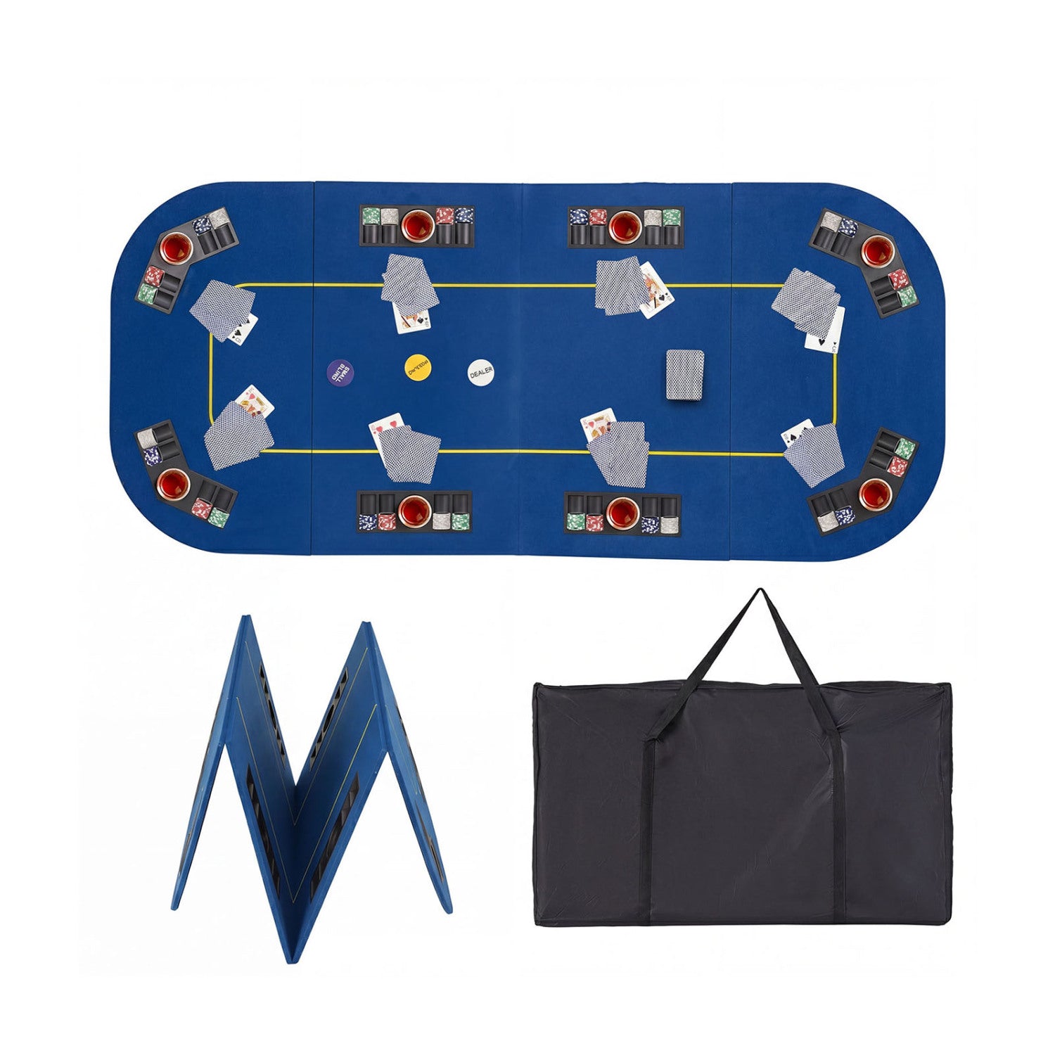 79x36 In 8-Player Foldable Poker Table Top, Blue Game Room at Gallery Canada