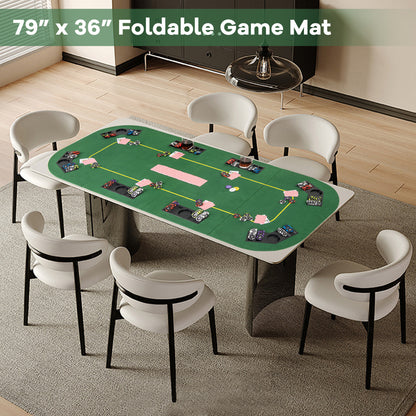 79 x 36 Inch Foldable Poker Table Top, With Carry Bag, Cup Holders, Green Game Room at Gallery Canada