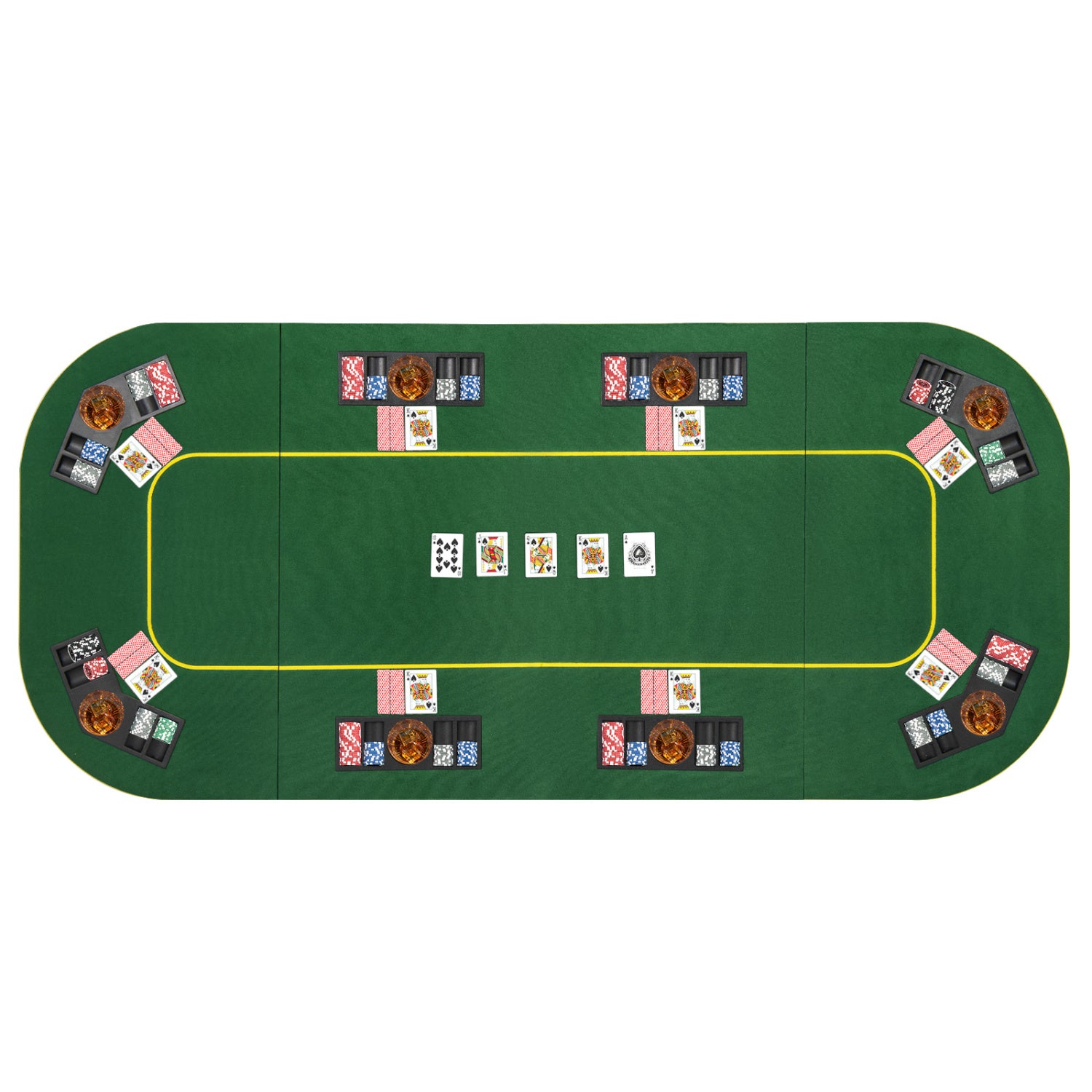 79 x 36 Inch Foldable Poker Table Top, With Carry Bag, Cup Holders, Green Game Room at Gallery Canada