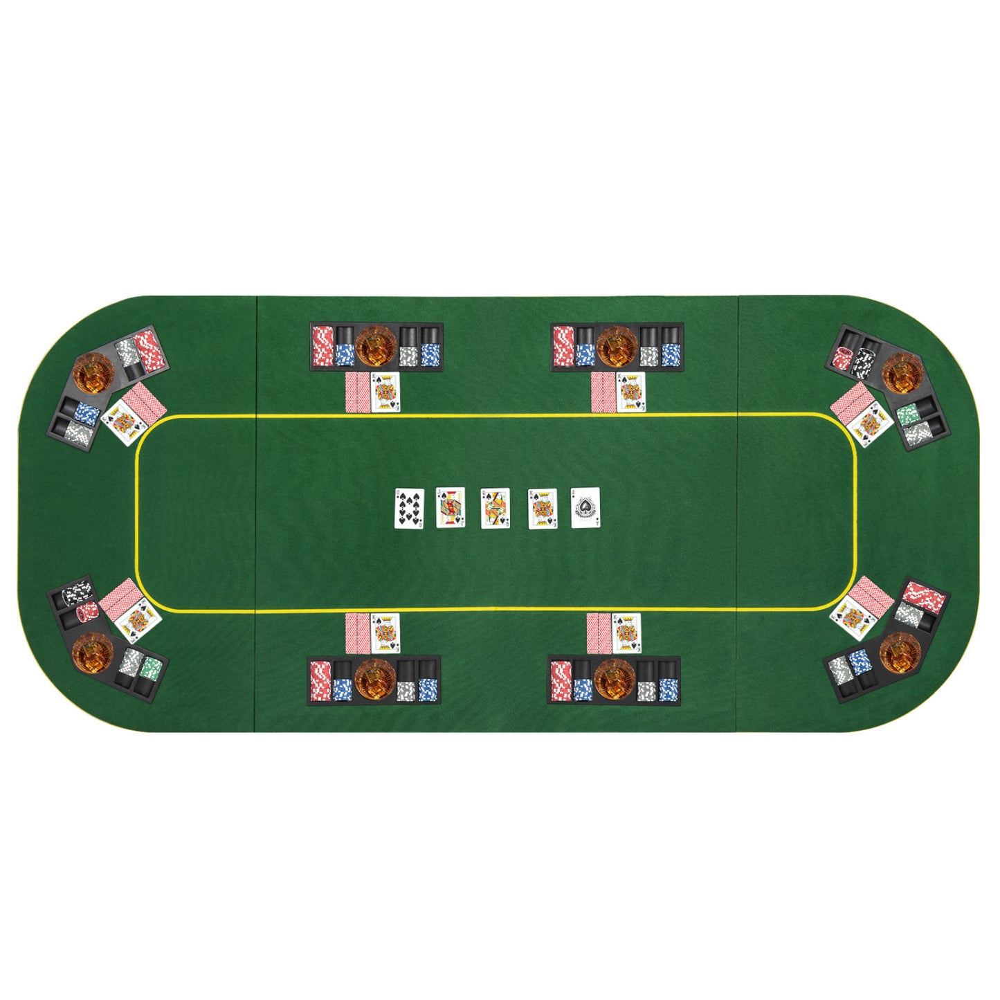 79 x 36 Inch Foldable Poker Table Top, With Carry Bag, Cup Holders, Green Game Room at Gallery Canada