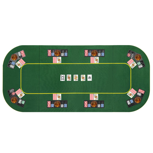 79 x 36 Inch Foldable Poker Table Top, With Carry Bag, Cup Holders, Green Game Room Green at Gallery Canada