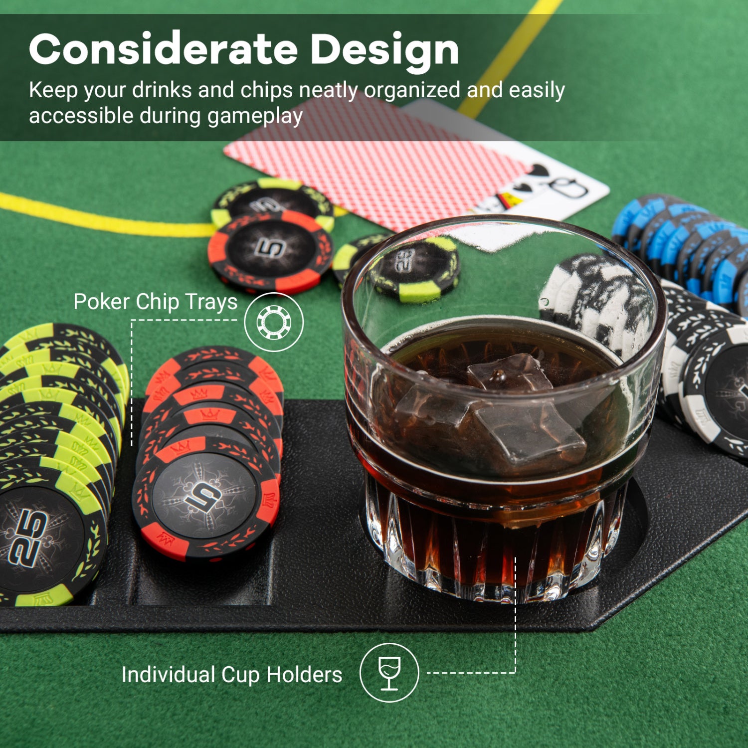 79 x 36 Inch Foldable Poker Table Top, With Carry Bag, Cup Holders, Green Game Room at Gallery Canada