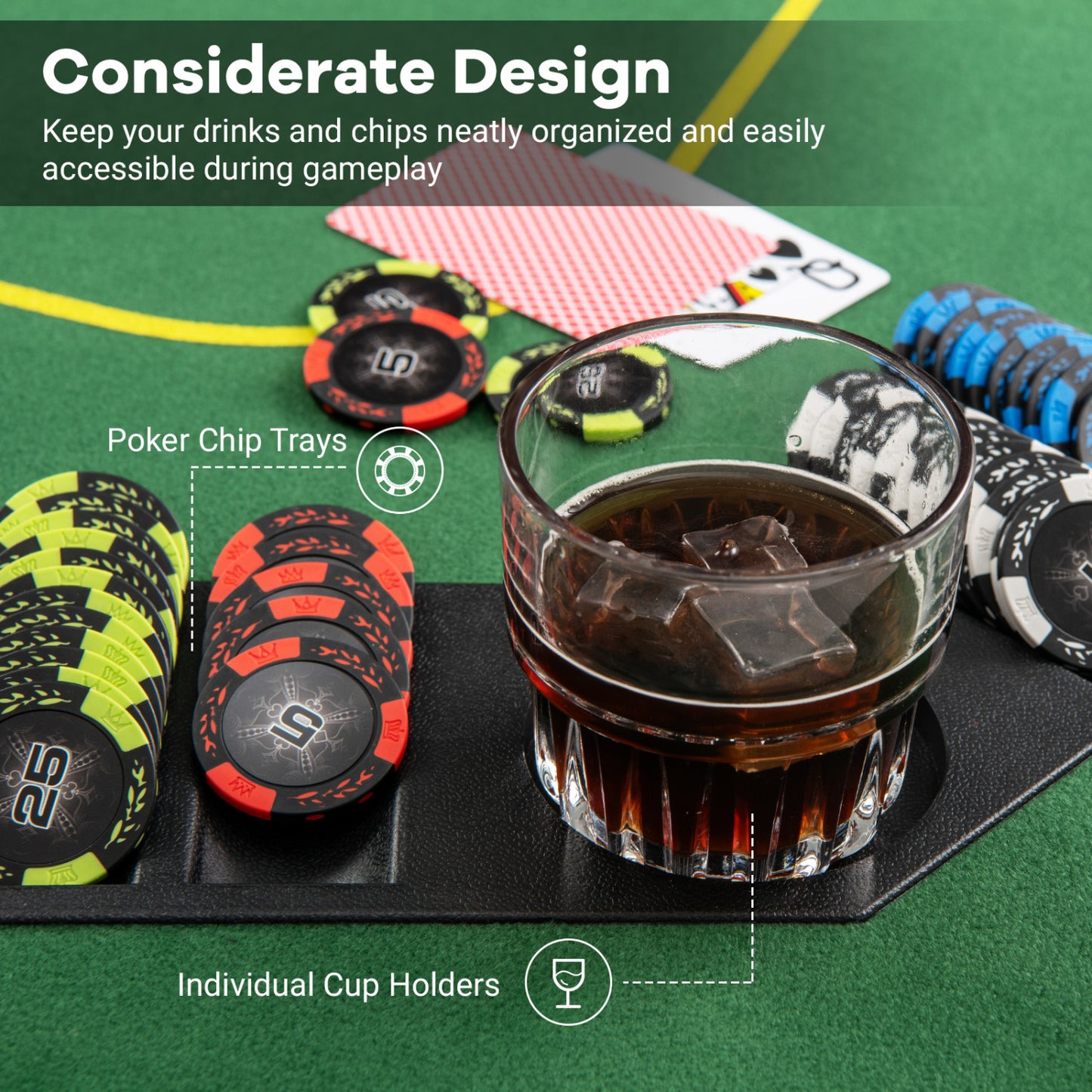 79 x 36 Inch Foldable Poker Table Top, With Carry Bag, Cup Holders, Green Game Room at Gallery Canada