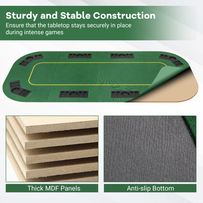 79 x 36 Inch Foldable Poker Table Top, With Carry Bag, Cup Holders, Green Game Room at Gallery Canada