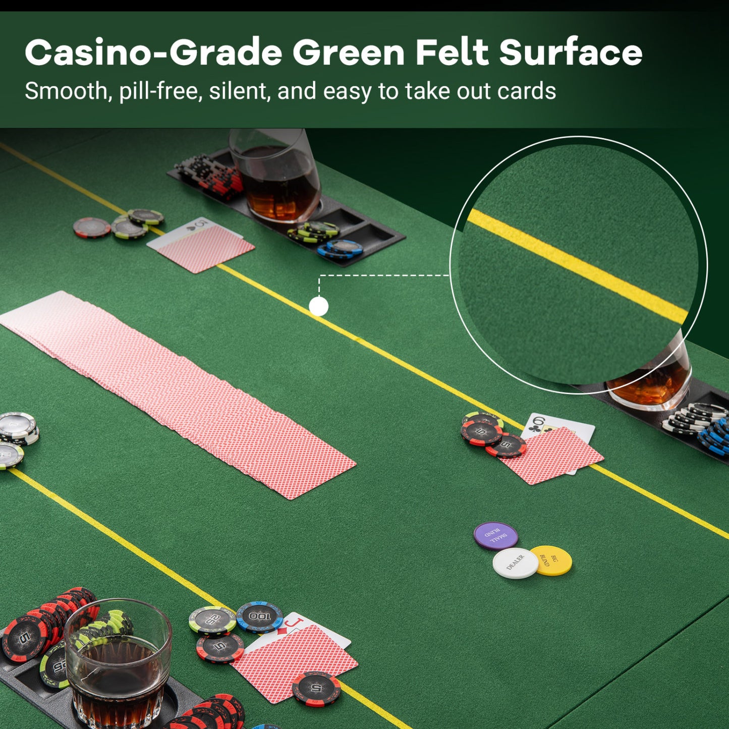 79 x 36 Inch Foldable Poker Table Top, With Carry Bag, Cup Holders, Green Game Room at Gallery Canada
