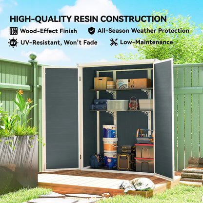 Plastic Storage Shed, 4.4' x 2.3', Lockable Doors, Foldable Shelves, Grey Sheds at Gallery Canada