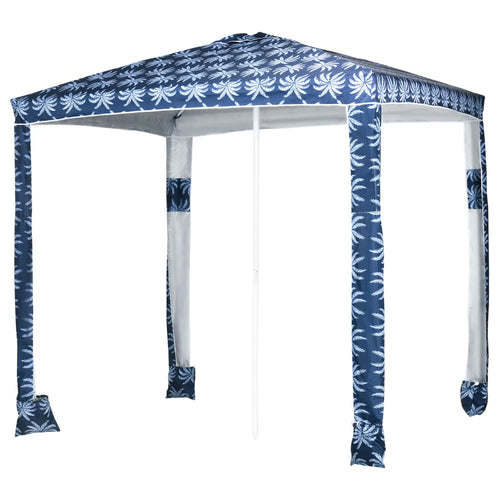 6.5' Beach Umbrella, UV50+ Sun Shade with Sandbags, Dark Blue