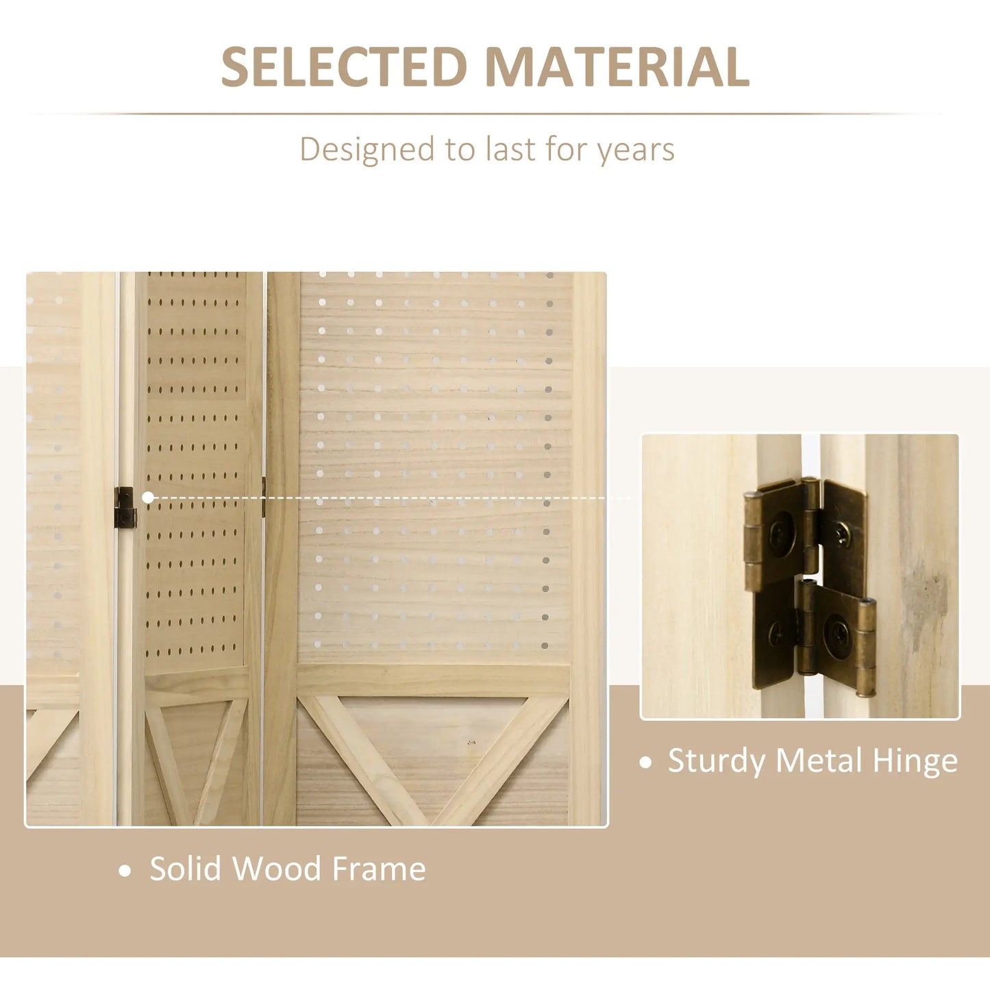 4.7' Wooden Room Divider, 3 Panel Folding Privacy Screen, Natural Room Dividers at Gallery Canada