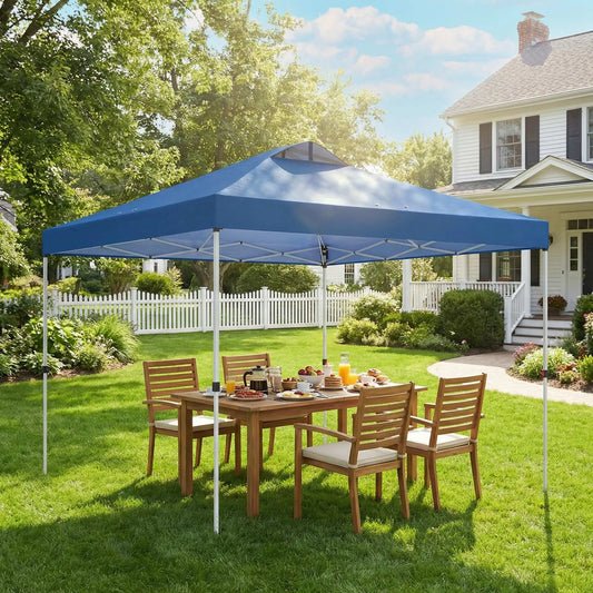 Waterproof Pop Up Canopy Tent, 9.8' x 9.8', With Carrying Bag, Blue Pop Up Canopies Blue, White at Gallery Canada