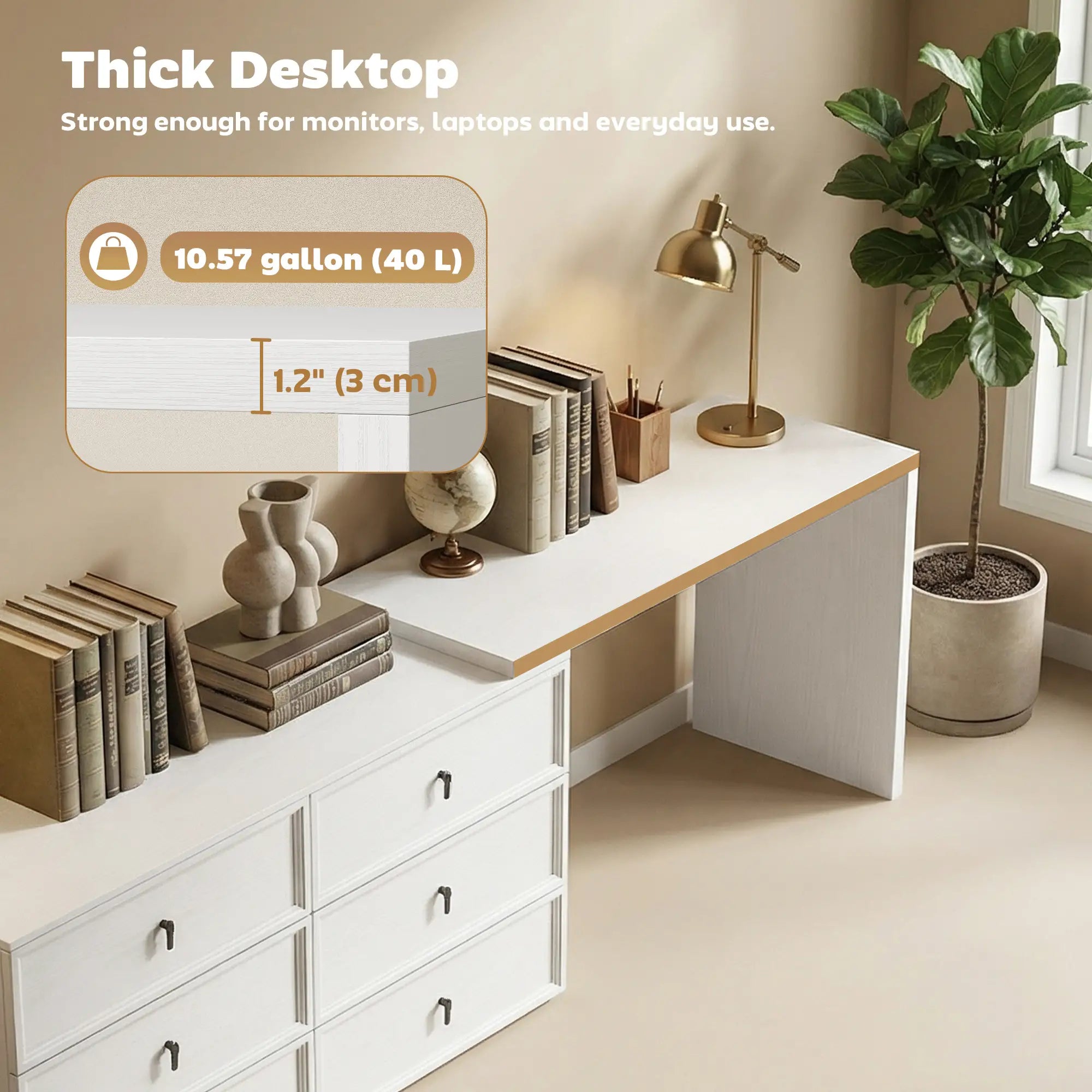 L Shaped Computer Desk, 6 Drawers, White Wood Grain, White Computer Desks at Gallery Canada