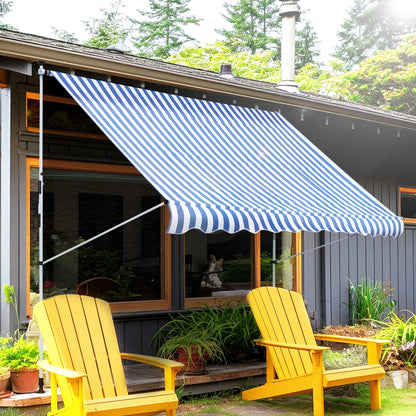 10x5ft Manual Retractable Awning, Patio Sun Shade, Water Resistant, Blue Door Awnings at Gallery Canada