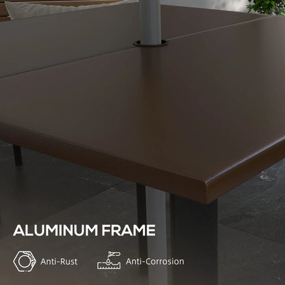 Patio Dining Table, Umbrella Hole, 4-Person, Aluminum Legs, 31.5" x 31.5", Brown Patio Dinning Tables at Gallery Canada