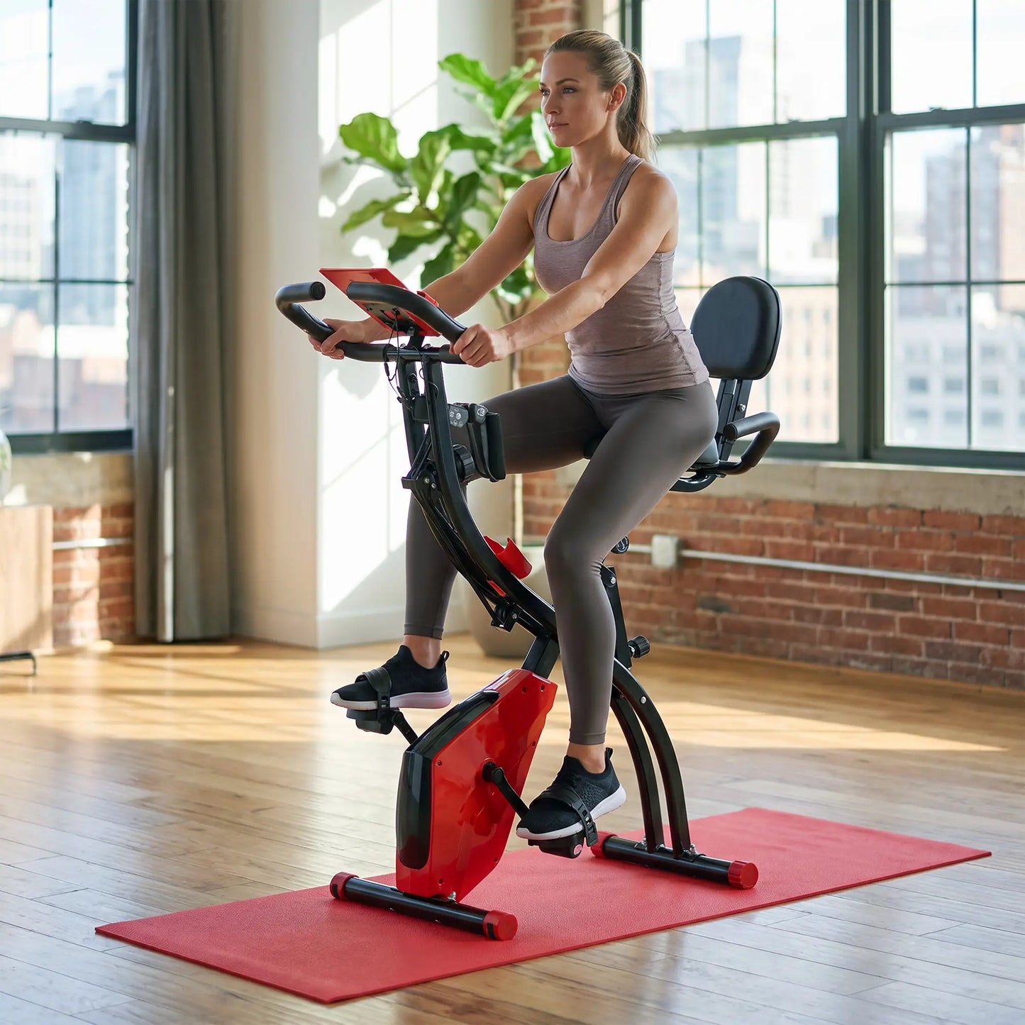 3 in 1 Folding Exercise Bike, 8-Level Magnetic Resistance, Adjustable Seat, Red Exercise & Stationary Bikes at Gallery Canada