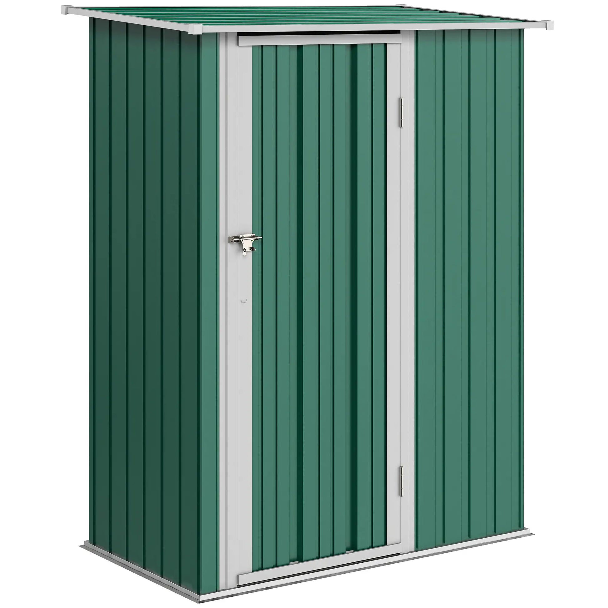 5 x 3ft Outdoor Metal Garden Shed, Sloped Roof, Lockable Door, Green Sheds at Gallery Canada