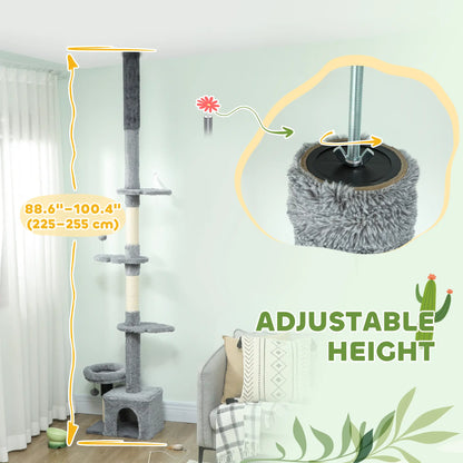 Floor to Ceiling Cat Tree, 4 Tiers, Adjustable Height 87-100" Floor to Ceiling Cat Trees at Gallery Canada