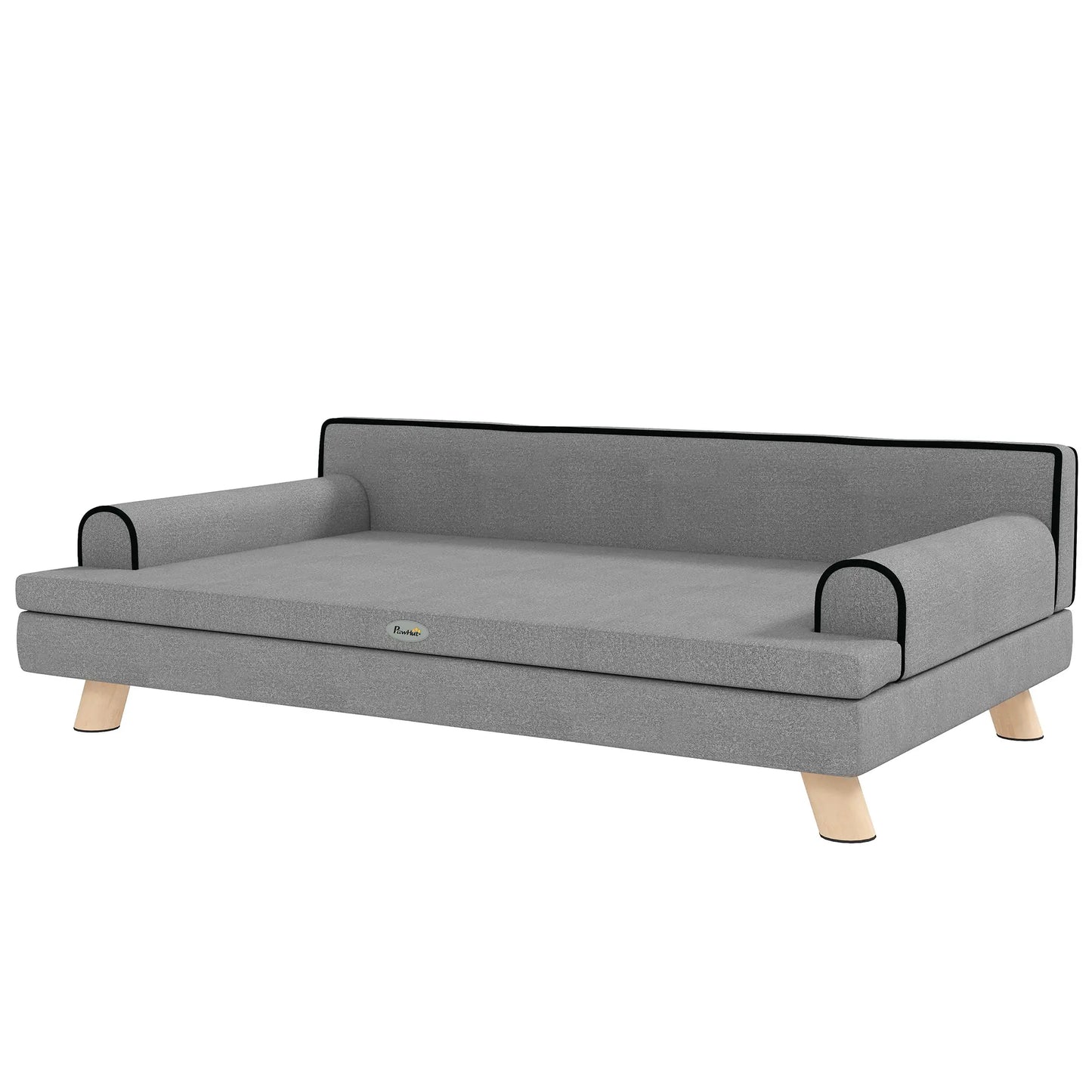 Elevated Dog Sofa Bed, Cat Couch with Cushion, Washable Cover, Wooden Legs, Medium & Large, Light Grey Dog Sofas Light Grey at Gallery Canada