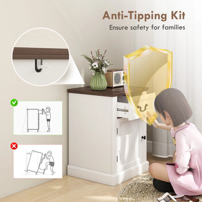 Side Table Set of 2, with Drawer and Cabinet, White Side Tables at Gallery Canada